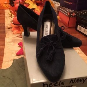 Navy suede heels